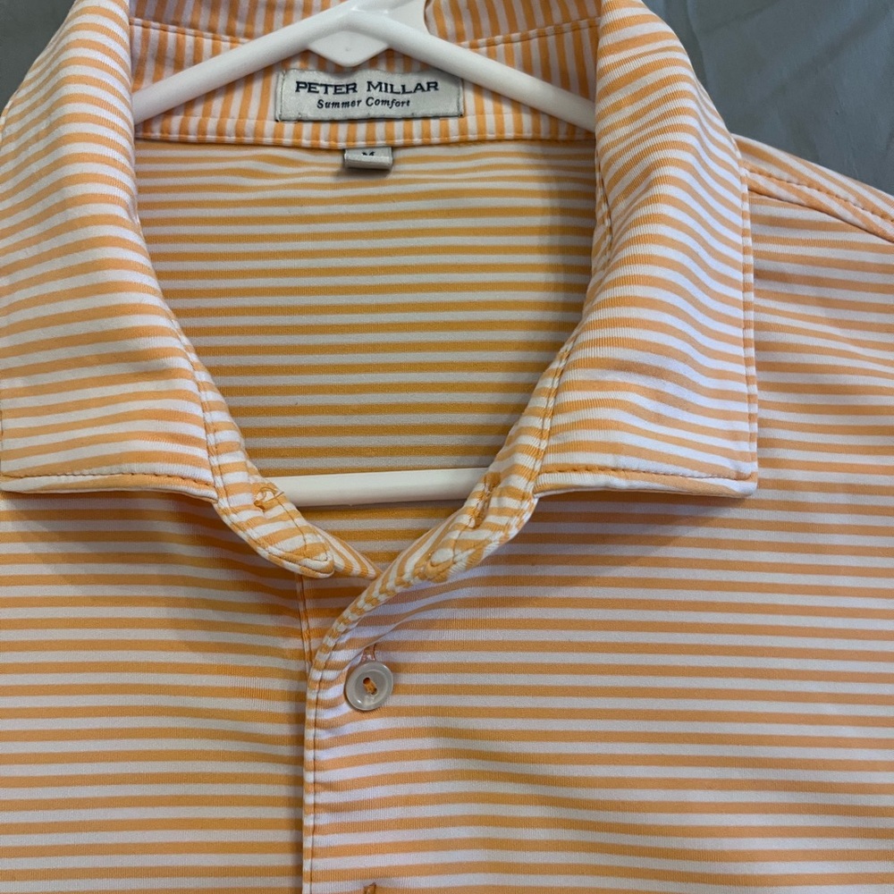 Peter Millar Orange and White Casual Button Down Shirt
